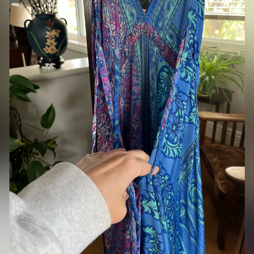 Kathmandu Imports Silk Maxi Halter Dress. EUC. Medium/Large. - Picture 6 of 9